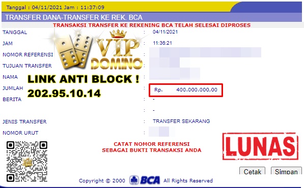 Double Jackpot Main di Vipdomino Capai Kemenangan 400 Juta Rupiah